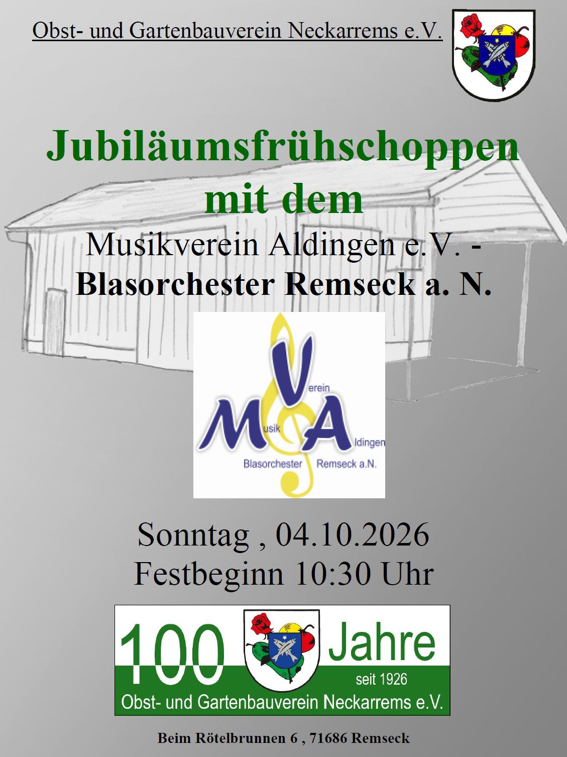 Jubilaeumsfruehschoppen Einladung im 100. Jubilähumsjahr zum großen Herbstfest!