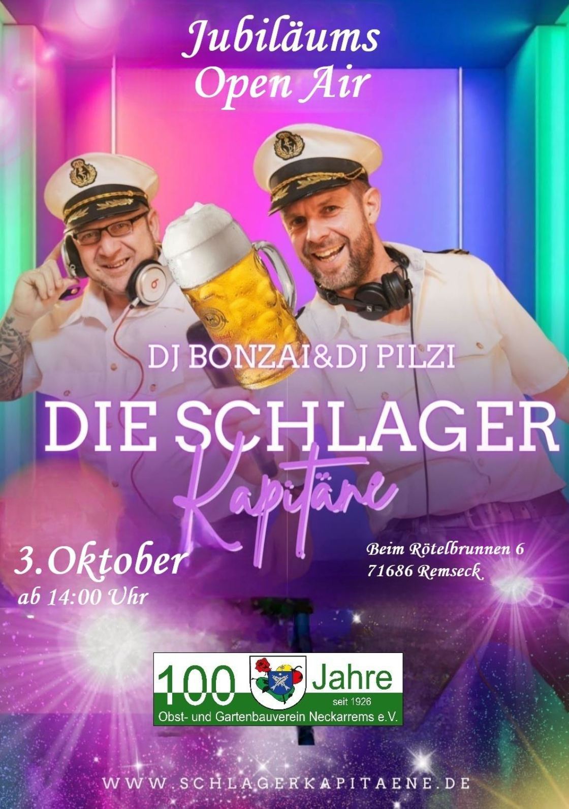 Schlagerkapitaene Einladung im 100. Jubilähumsjahr zum großen Herbstfest!